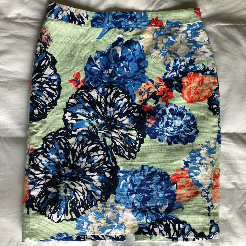 JCREW 100% Cotton Floral High Waisted Pencil Skirt